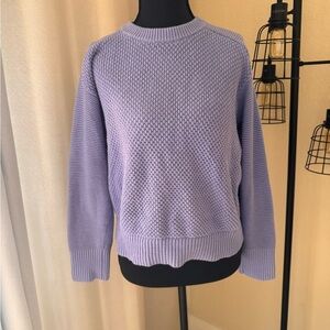 LOFT Purple Textured Crewneck Knit Sweater Women’s Small Ribbed Hem Cozy Fall